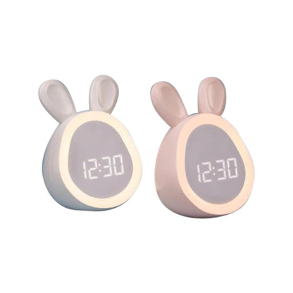 Rabbit Buddy LED Alarm Clock – Soft Night Light & Digital Time Display