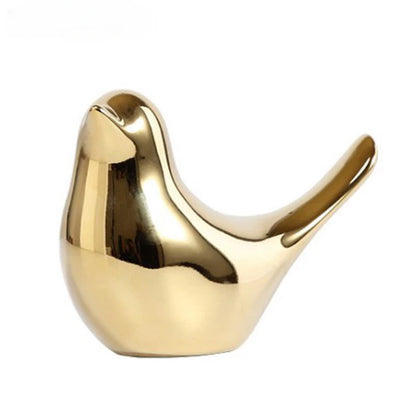 Golden Nordic Bird Sculpture - Elegant Ceramic Home Decor