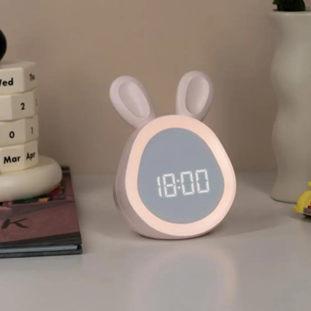 Rabbit Buddy LED Alarm Clock – Soft Night Light & Digital Time Display