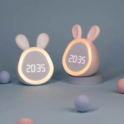 Rabbit Buddy LED Alarm Clock – Soft Night Light & Digital Time Display