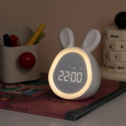 Rabbit Buddy LED Alarm Clock – Soft Night Light & Digital Time Display